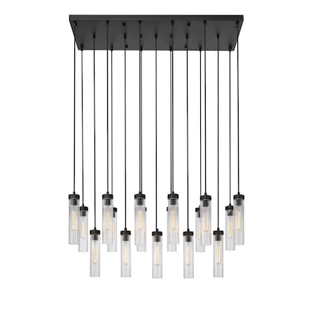 Z-Lite Beau Linear Chandelier, 17-Light, 18 In.W x 42 In.L x 12.75 In.H, Matte Black/Clear 740P-17L-MB
